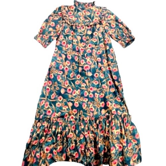 Princess Kaiulani Dresses & Skirts - Vintage Princess Kaiulani Muumuu Hawaiian Maxi Dress Floral Victorian Ruffles 10